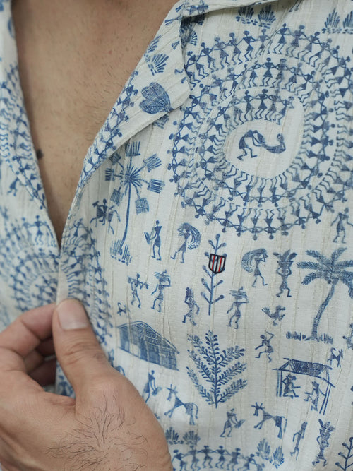 Sky Blue Printed Casual Shirt
