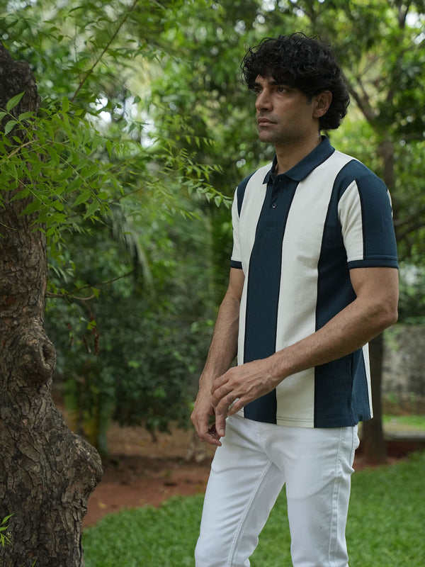 Dark Blue Stripes  Polo T Shirt