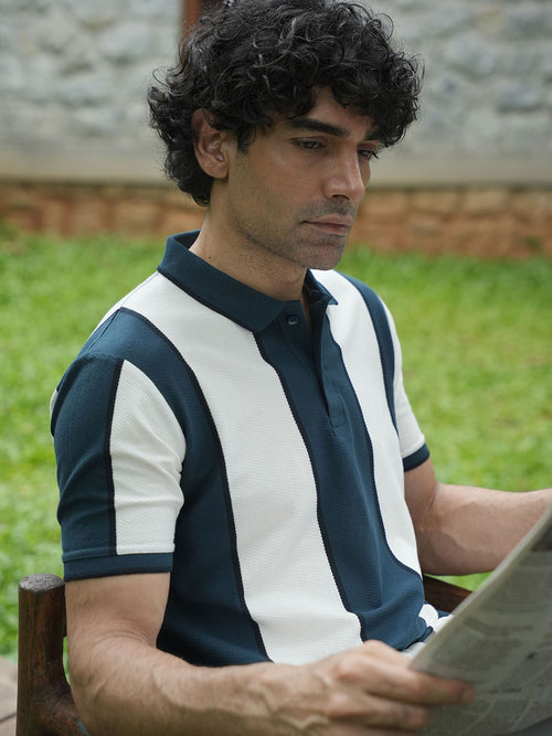 Dark Blue Stripes  Polo T Shirt