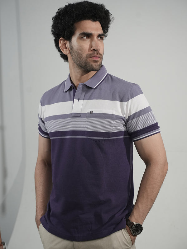 Purple Stripes Polo T Shirt