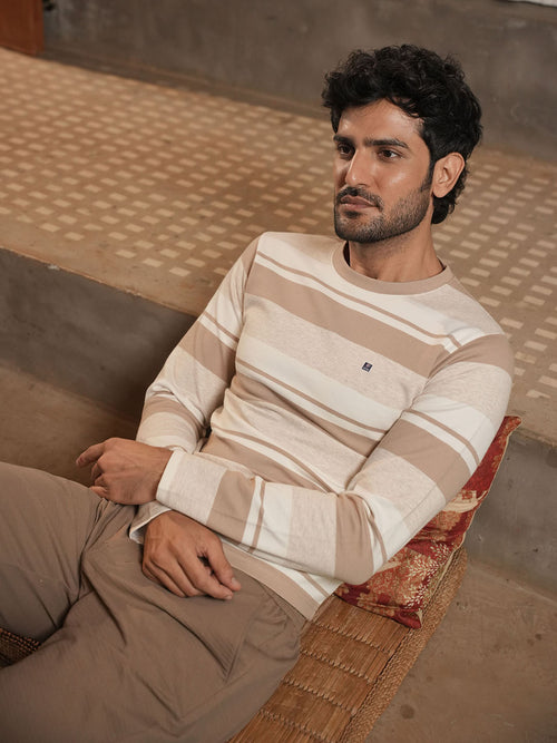 Fawn Stripes Crew Neck T Shirt