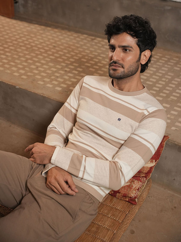 Fawn Stripes Crew Neck T Shirt