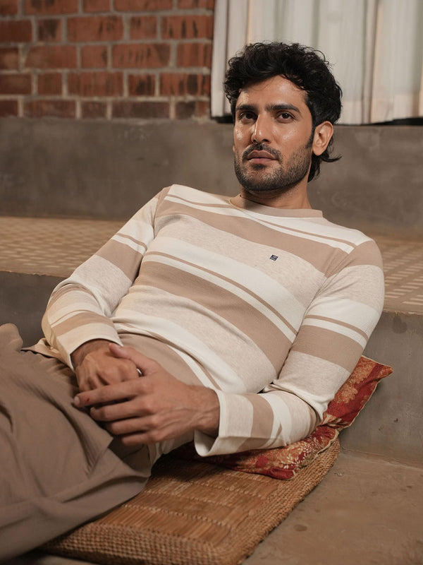 Fawn Stripes Crew Neck T Shirt
