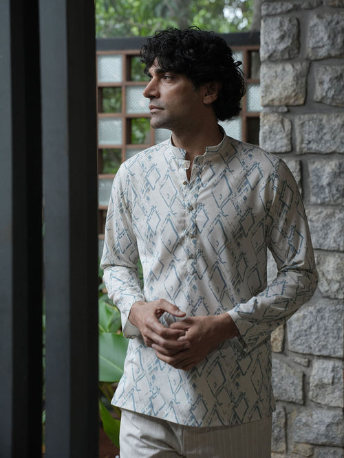 Blue Casual Printed Kurta