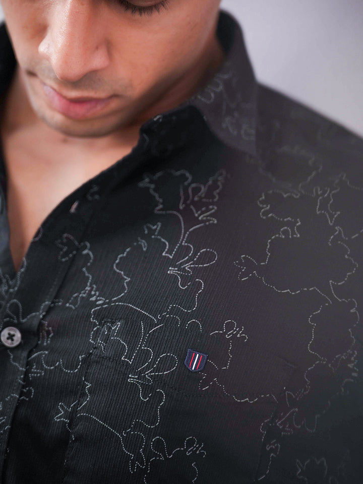 Black Floral Printed Casual Shirt