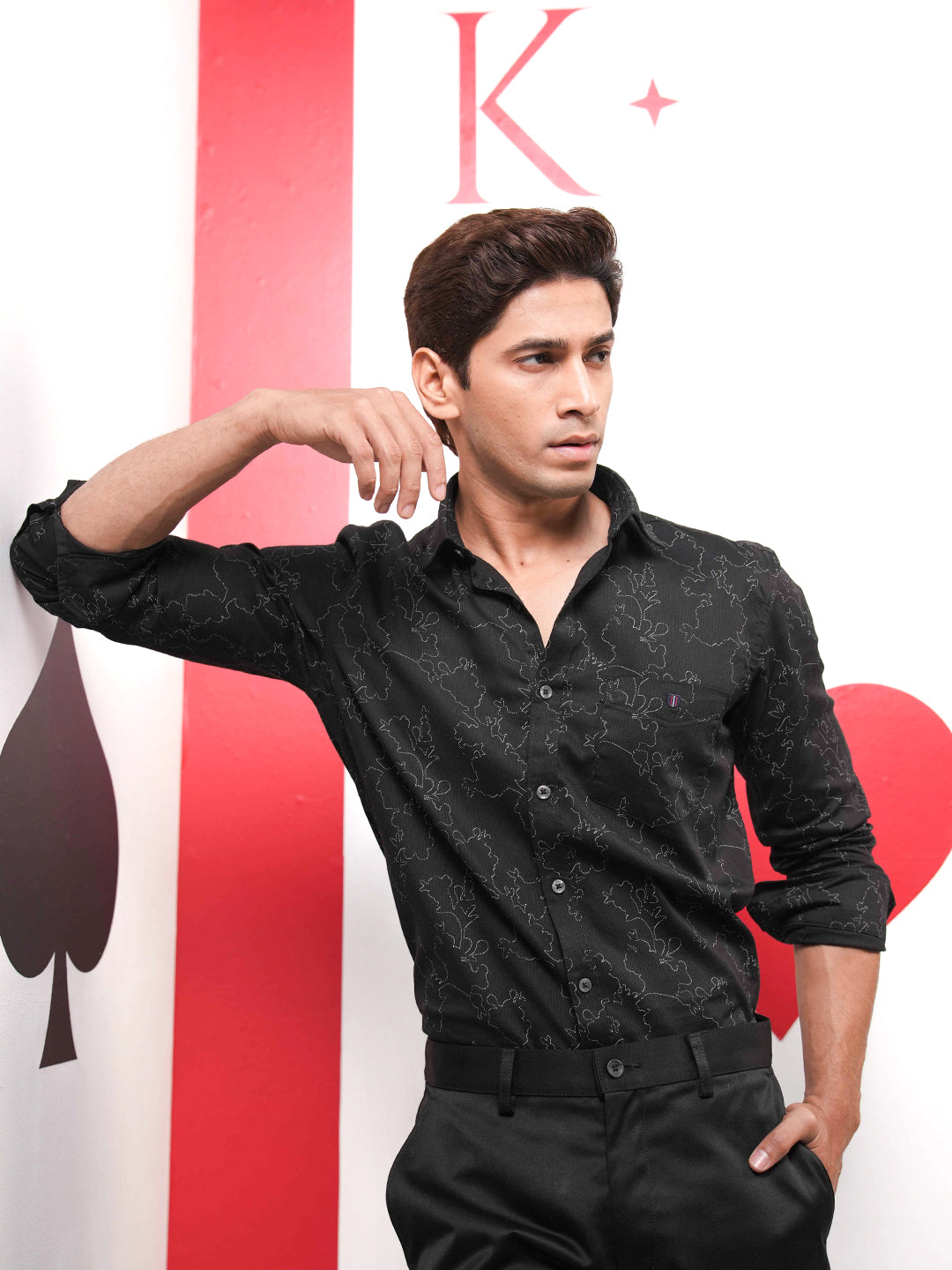 Black Floral Printed Casual Shirt