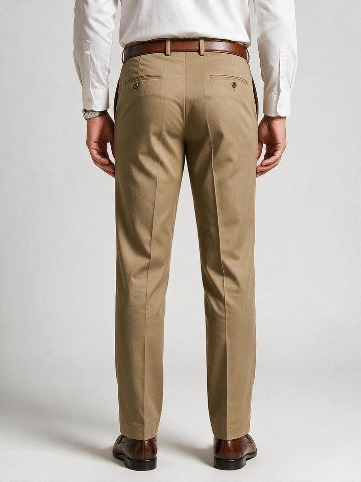 Light French Beige Solid Formal Trousers