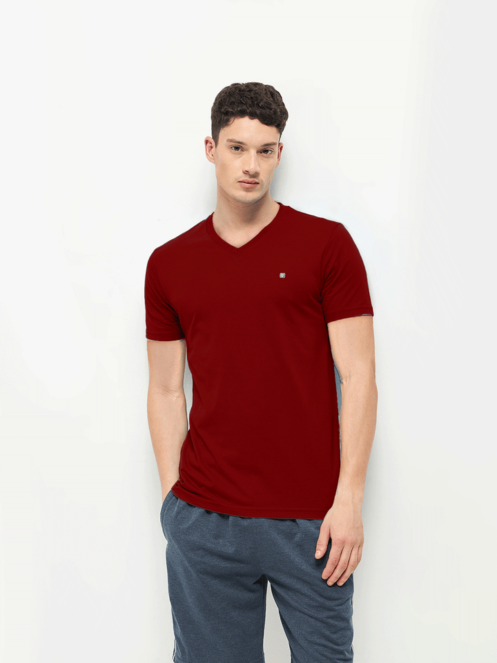 Lotto T-Shirts V Neck Wine Red