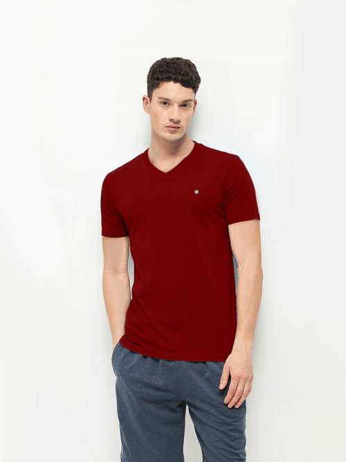 LOTTO T-SHIRT V NECK WINE RED