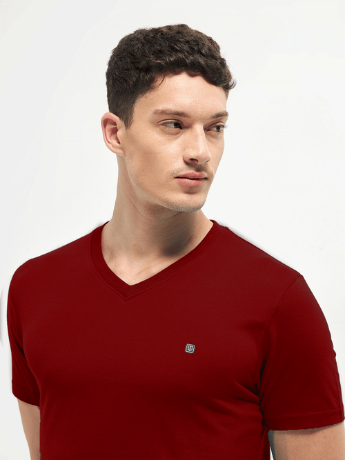 LOTTO T-SHIRT V NECK WINE RED