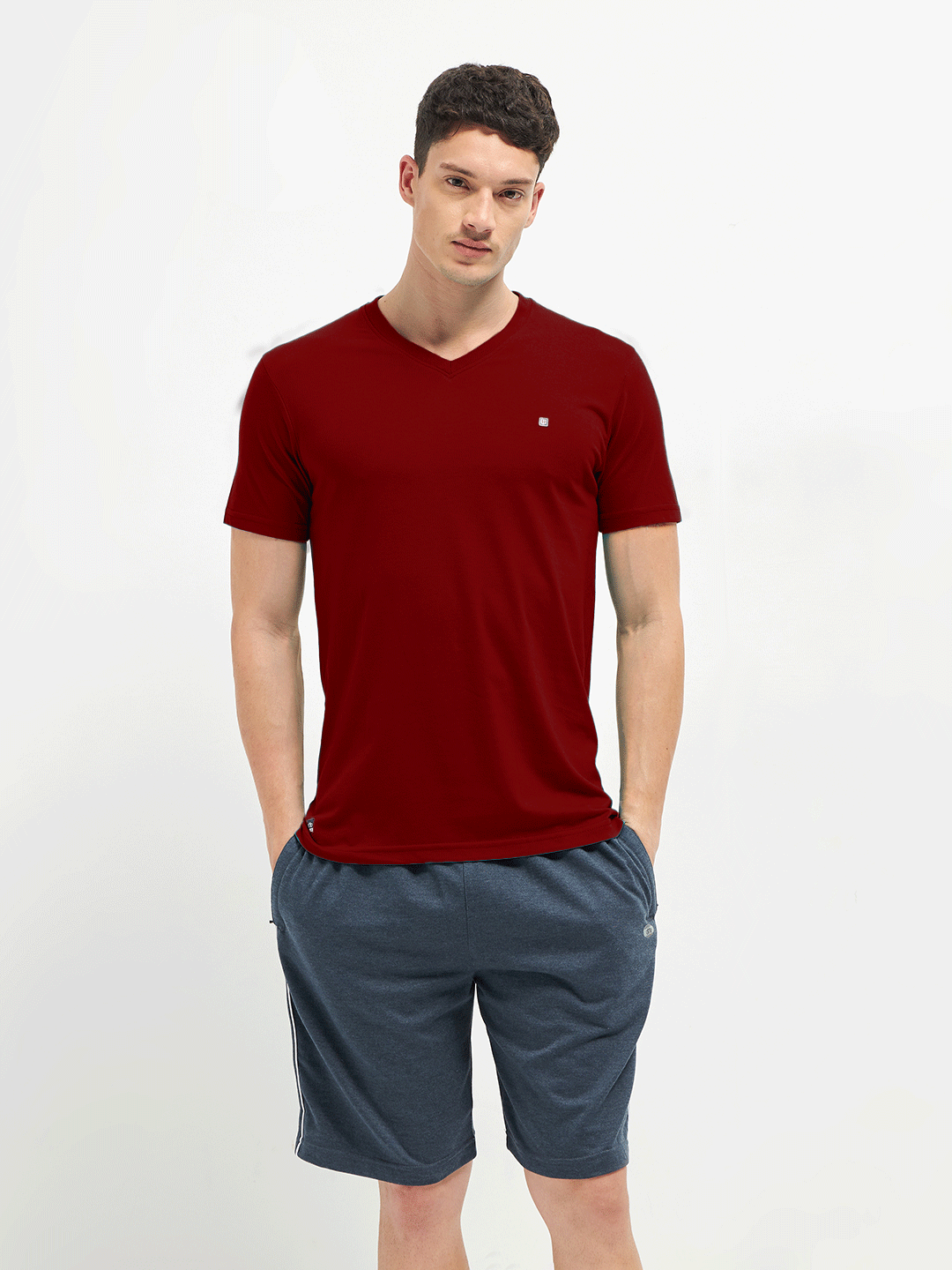 Lotto T-Shirts V Neck Wine Red