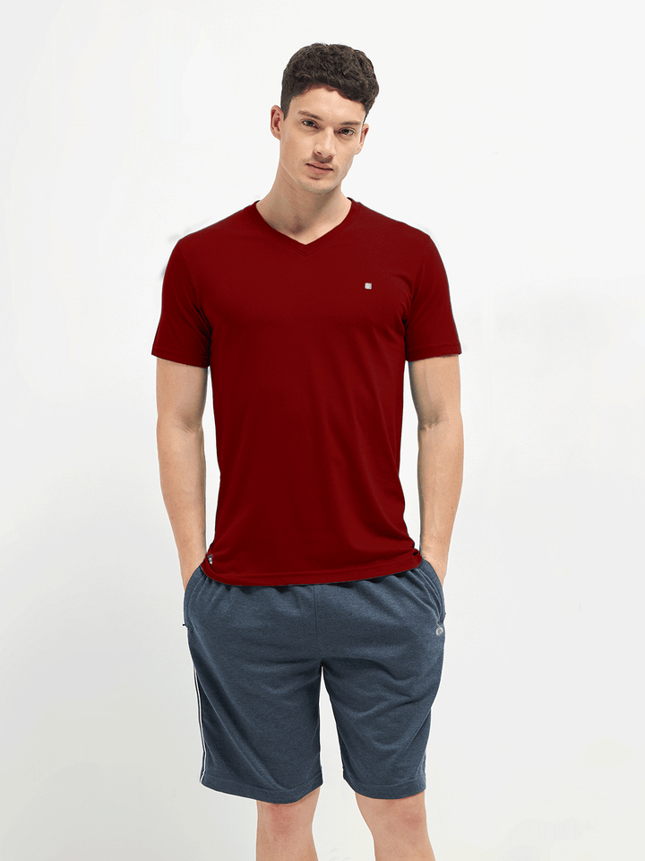 Lotto T-Shirts V Neck Wine Red