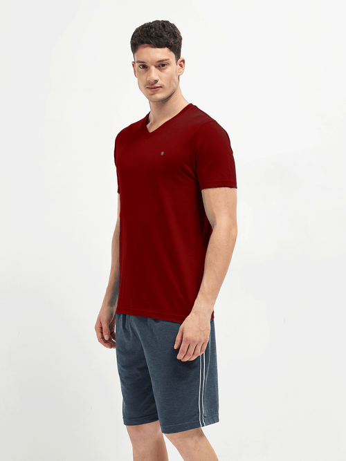 LOTTO T-SHIRT V NECK WINE RED