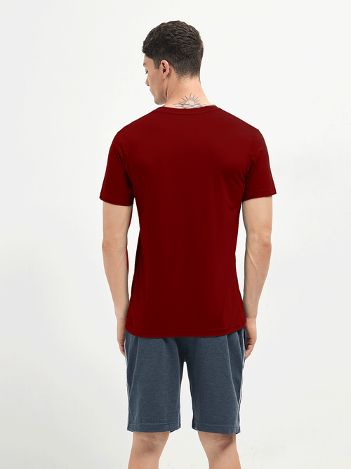 LOTTO T-SHIRT V NECK WINE RED
