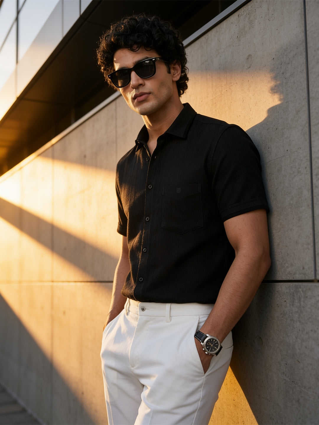 black casual shirt men