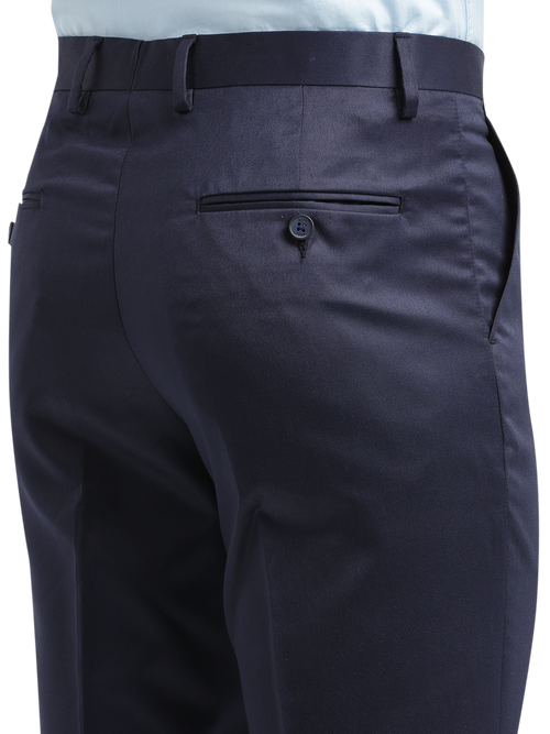 Navy Satin Cotton Formal Trousers