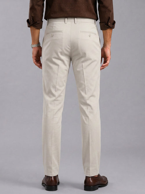 White Solid Casual Trousers