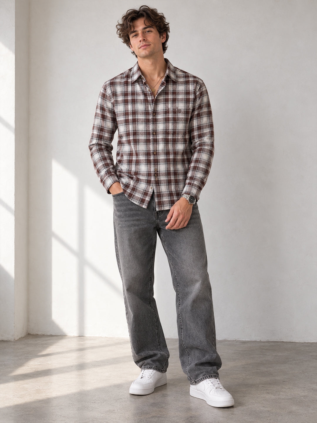 mens brown casual shirt