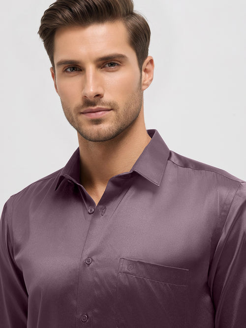 Rose Taupe Solid Satin Formal Shirt
