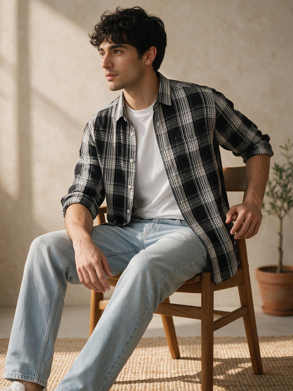 Black Checked Casual Shirt