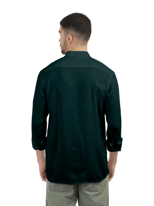 Dark Teal Solid Casual Shirt