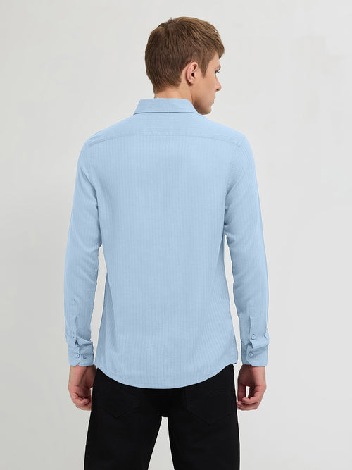 Soft Blue Solid Casual Shirt