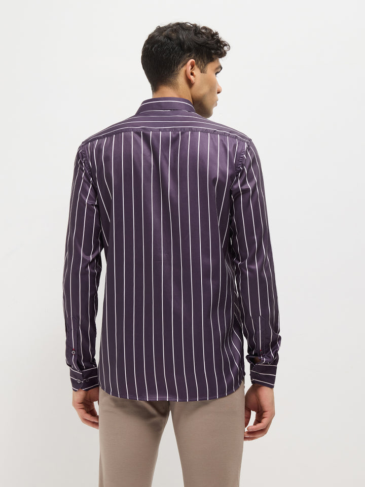 Purple Stripes Casual Shirt