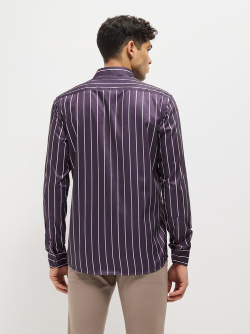 Purple Stripes Casual Shirt