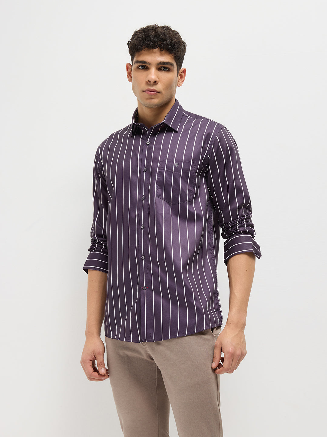 Purple Stripes Casual Shirt