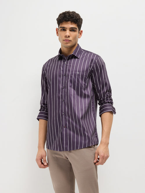 Purple Stripes Casual Shirt