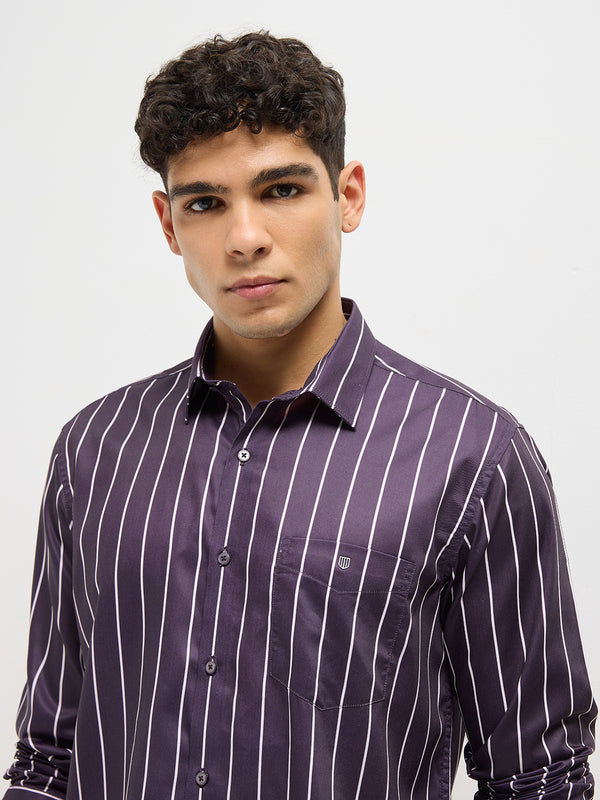 Purple Stripes Casual Shirt