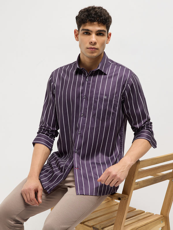 Purple Stripes Casual Shirt