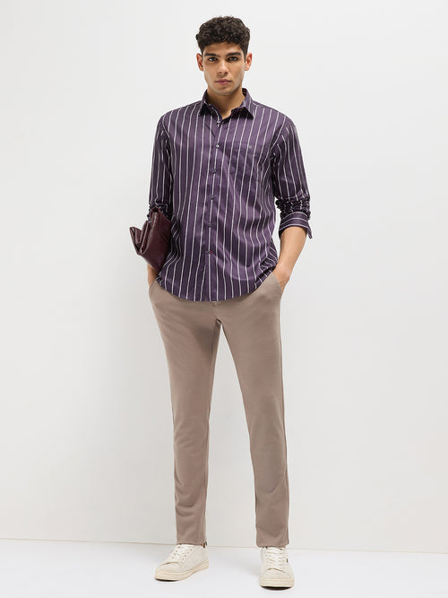 Purple Stripes Casual Shirt