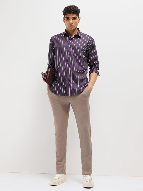 Purple Stripes Casual Shirt