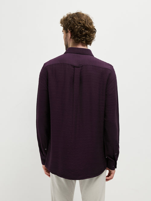 Purple Horizontal Stripes Casual Shirt