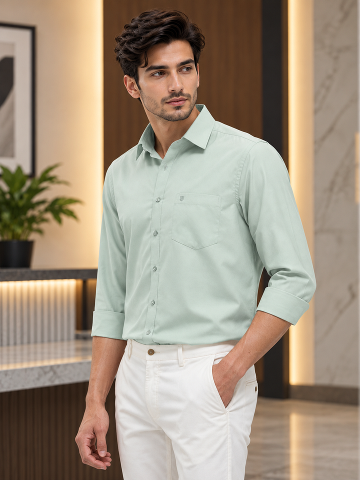 Pastel Mint Solid Formal Shirt
