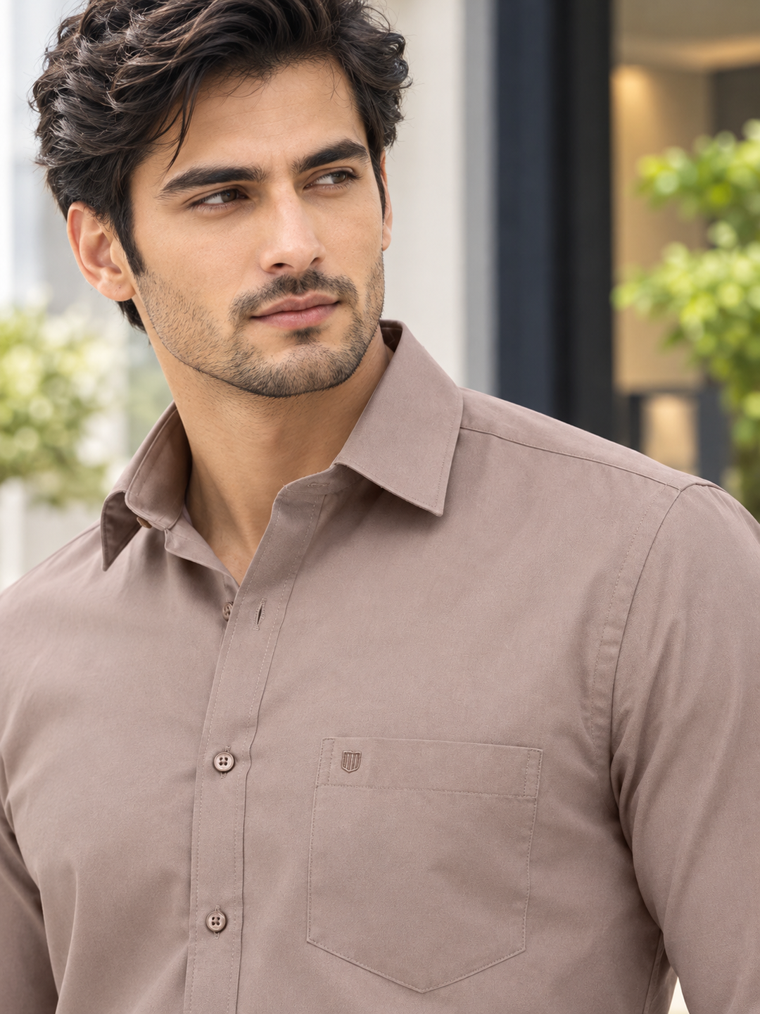 Ash Taupe Solid Formal Shirt