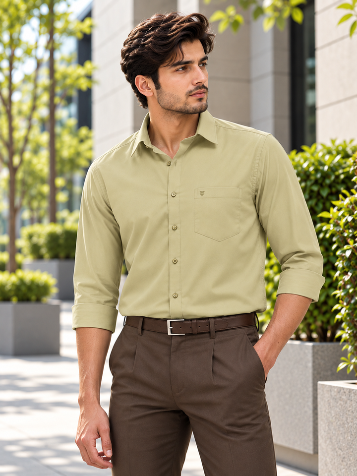 Dusty Olive Solid Formal Shirt