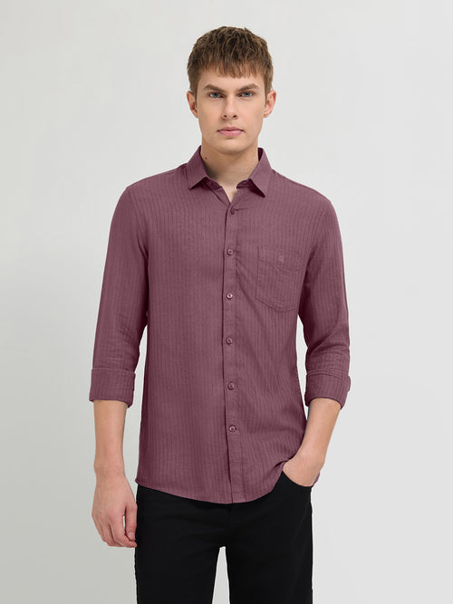 Rustic Plum Solid Casual Shirt