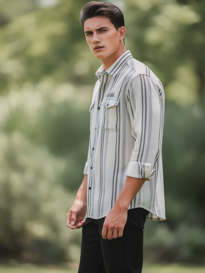 mens casual striped shirt