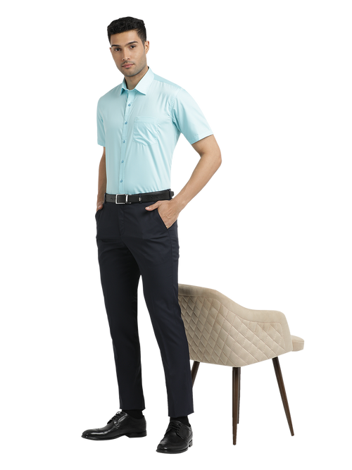 Navy Micro Dobby Formal Trousers