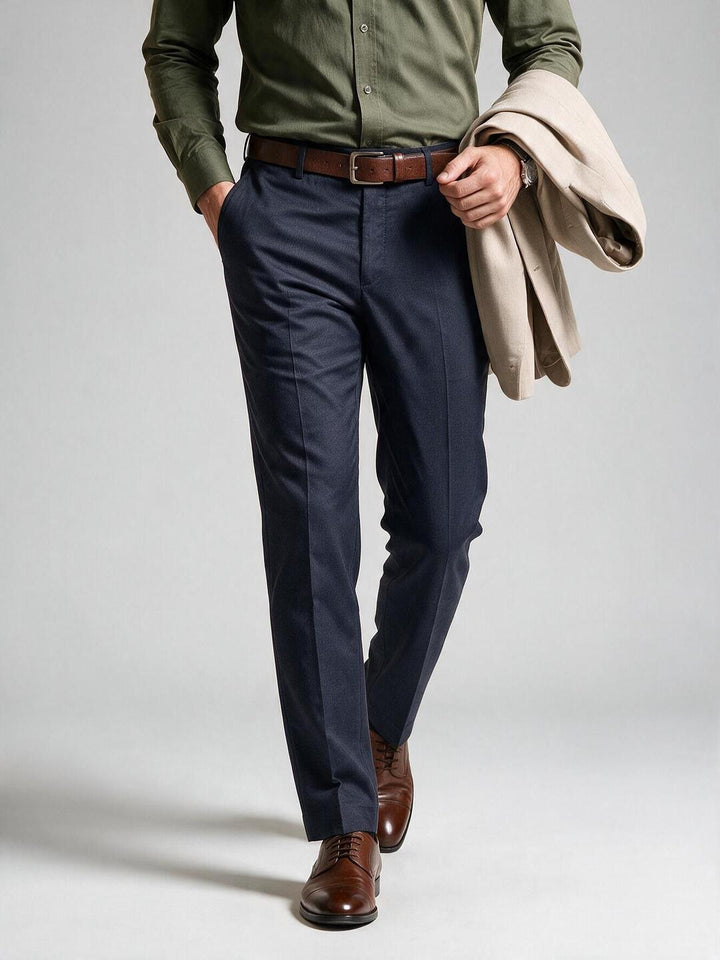 Navy Noir Solid Formal Trousers