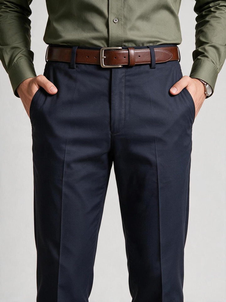 Navy Noir Solid Formal Trousers