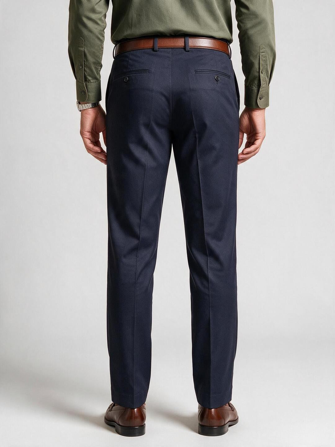 Navy Noir Solid Formal Trousers