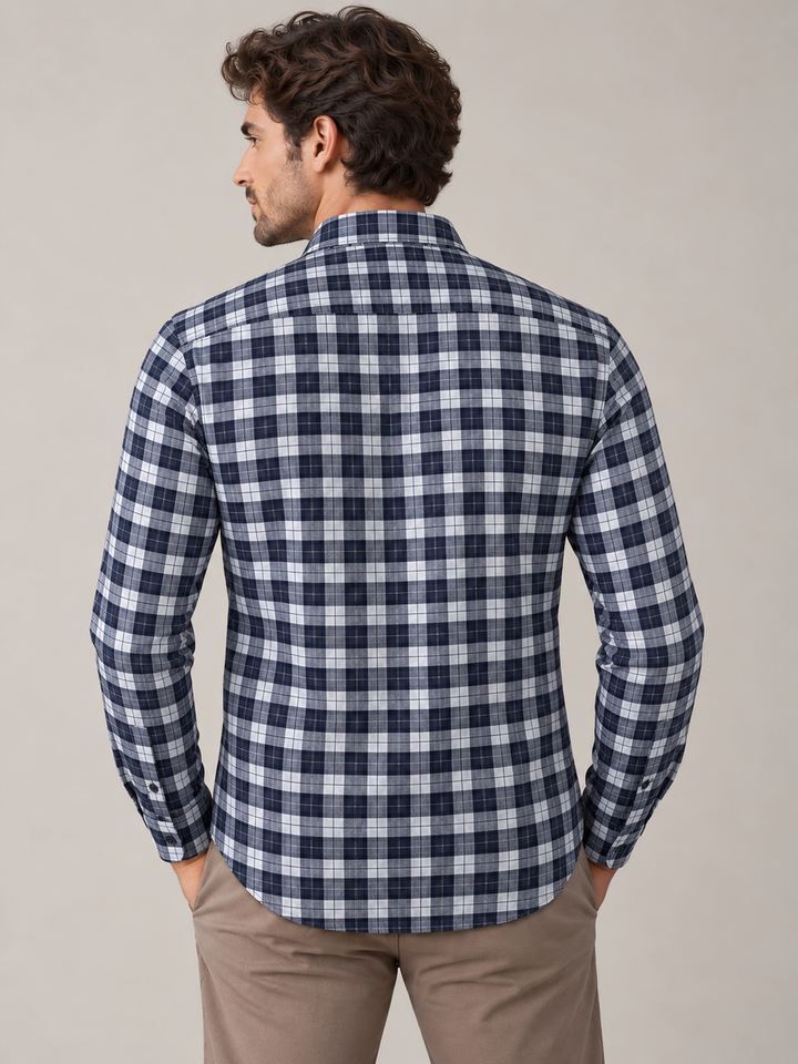 Stone Blue Checkered Casual Shirt