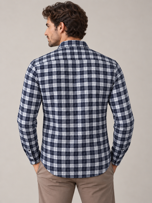 Stone Blue Checkered Casual Shirt