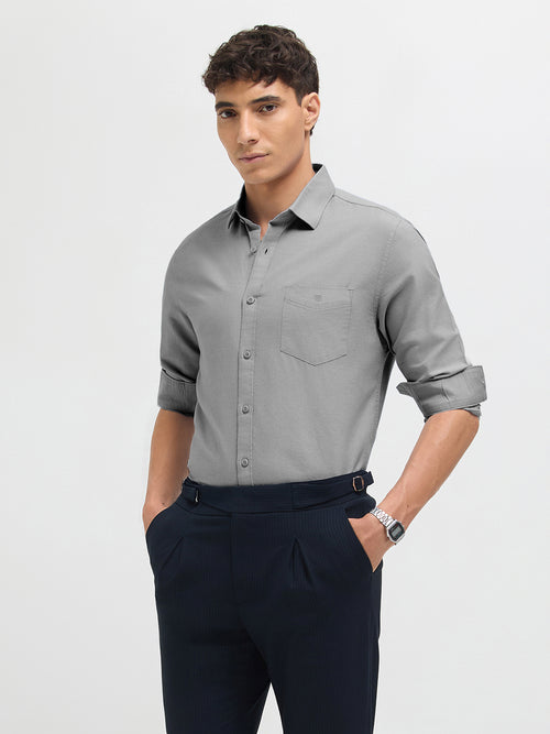 Warm Gray Solid Casual Shirt