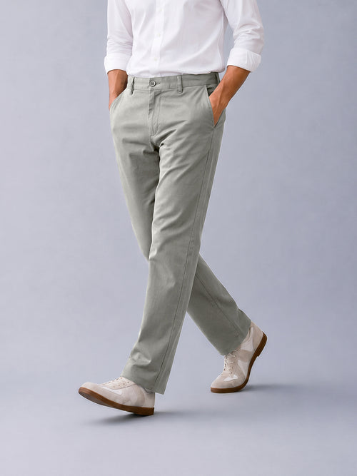 Dusty Grey Solid Casual Trousers