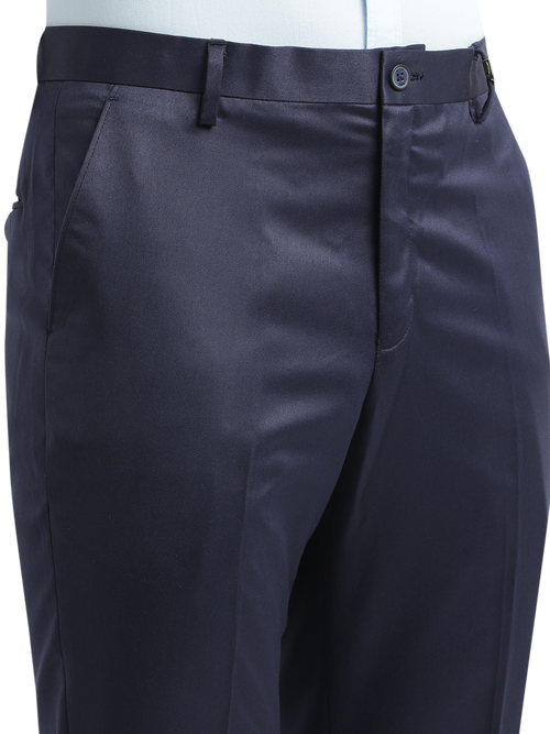 Navy Satin Cotton Formal Trousers
