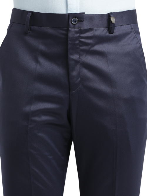 Navy Satin Cotton Formal Trousers